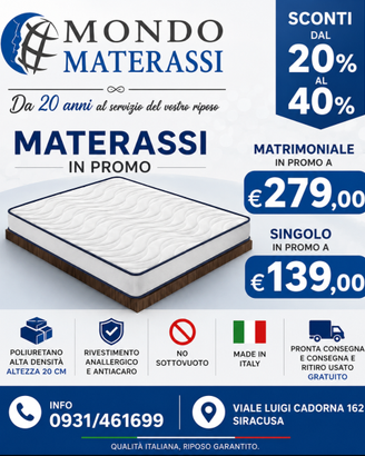 Materasso Matrimoniale in Poliuretano