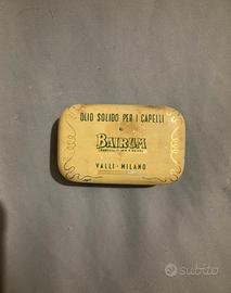 Scatola olio per capelli soldo Bairum, anni ‘50