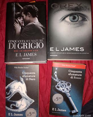 Lotto 4 libri E.L.James 50 sfumature  nero+rosso+G