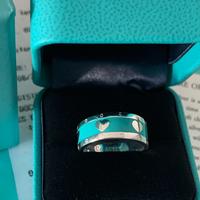 Anello Argento Tiffany&Co Cuore Smaltato Blu