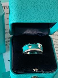 Anello Argento Tiffany&Co Cuore Smaltato Blu