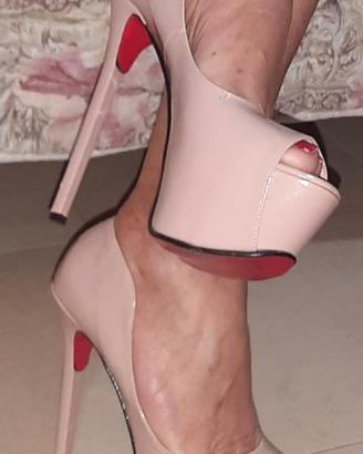 Décolleté tacco 16 con plateau  rosa