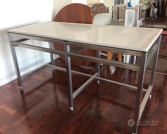 Penisola cucina acciaio e marmo