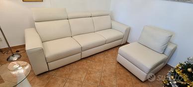 Set divani in vera pelle bianco neve