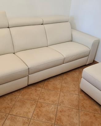 Set divani in vera pelle bianco neve