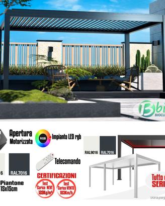 Pergole bioclimatiche 6x3 antracite gazebo lamelle