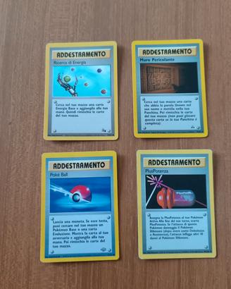 lotto 4 carte pokemon vintage addestramento italia