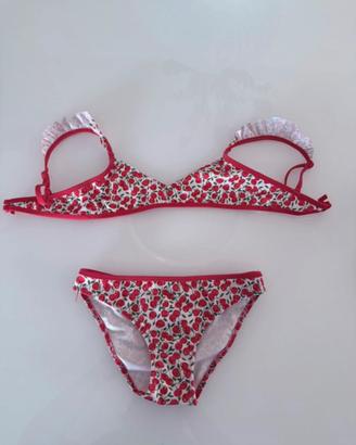 Costume bambina calzedonia  rosso con ciliegine