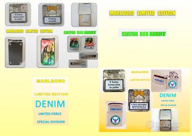 Pacchetti sigarette Marlboro e accendini zippo