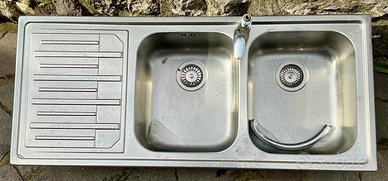 Lavello, lavandino, metallo, cucina, cantina due v