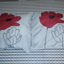 2 cuscini cm 40 x 40 con disegno di papaveri