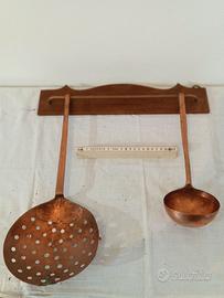 Mestolo e schiumarola in rame