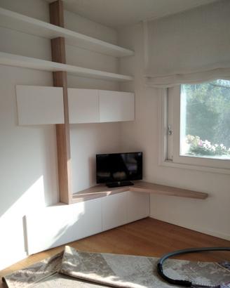 porta tv sospeso angolare con pensili mensole lacc