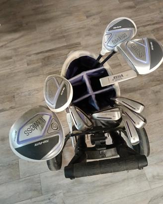 Set Completo Golf per  Donna con Carrello e Sacca.