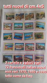 72 francobolli nuovi Italia vari anni 1970-80 e 90