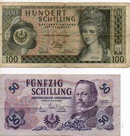 2 banconote in scellini austriaci degli anni '60
