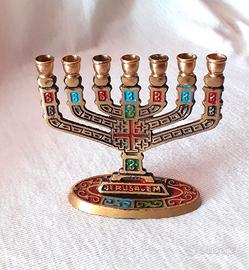 Candelabro in ottone smaltato