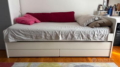 Letto/letto/contenitori/2materassi, bianco 90x200