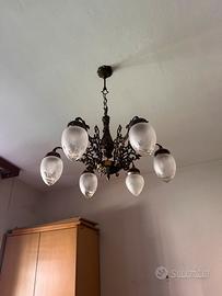 Lampadario vintage multibraccio liberty