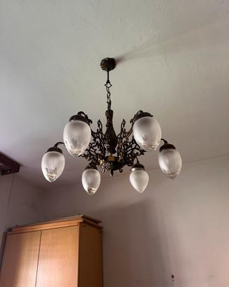 Lampadario vintage multibraccio liberty