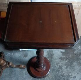 Tavolino a colonna vintage in legno da restaurare