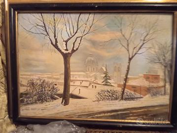 A CIS.. nevicata su Brescia. olio su tela 70x100.