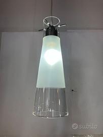 Lampadario vetro cono satinato/trasparente