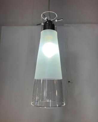 Lampadario vetro cono satinato/trasparente