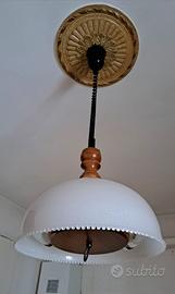 Lampadario vetro e legno