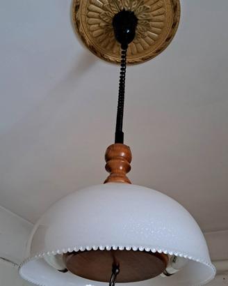 Lampadario vetro e legno