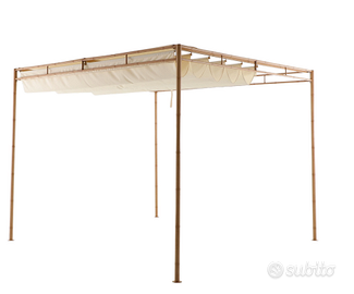 Pergola in acciaio, finto bambu, 3x3 metri
