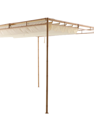 Pergola in acciaio, finto bambu, 3x3 metri