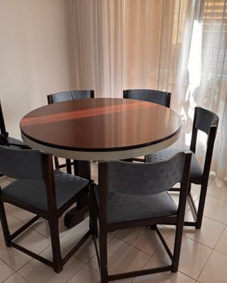 Tavolo tondo allungabile e 6 sedie
