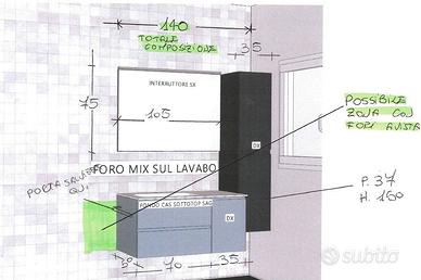 Mobile bagno con lavabo e specchio – Azzurro e Blu