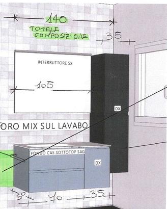 Mobile bagno con lavabo e specchio – Azzurro e Blu