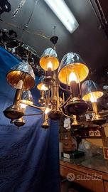 grande lampadario da sala vintage ottone revisiona