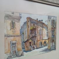 Quadro acquerello MARCO LATTES  49 x 36 Cuneo vecc