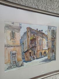 Quadro acquerello MARCO LATTES  49 x 36 Cuneo vecc