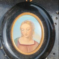 Quadro Miniatura anni 50 Madonna dipinta a mano