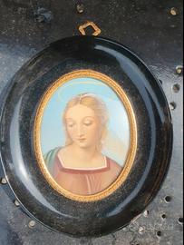 Quadro Miniatura anni 50 Madonna dipinta a mano