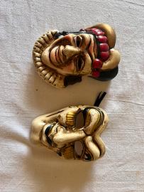 Coppia Maschere Veneziane Teatrali Vintage