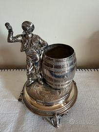 Portastuzzicadenti vintage argentato con botte