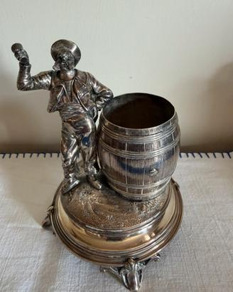 Portastuzzicadenti vintage argentato con botte