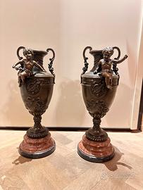 Antichi Vasi bronzo con putti S Fondeurs