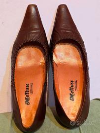 SCARPE MELLUSO MARRONI CON TACCO MISURA 38,5