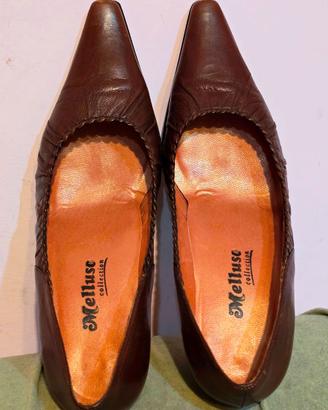 SCARPE MELLUSO MARRONI CON TACCO MISURA 38,5