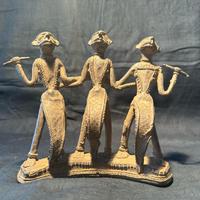 Antica scultura tribale indiana in bronzo, 3 figur