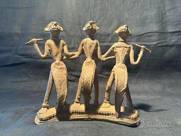 Antica scultura tribale indiana in bronzo, 3 figur