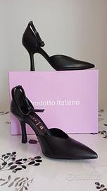 Scarpe donna tacco nere pelle