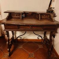 Antica Scrivania Barocca in noce, fine XIX SECOLO